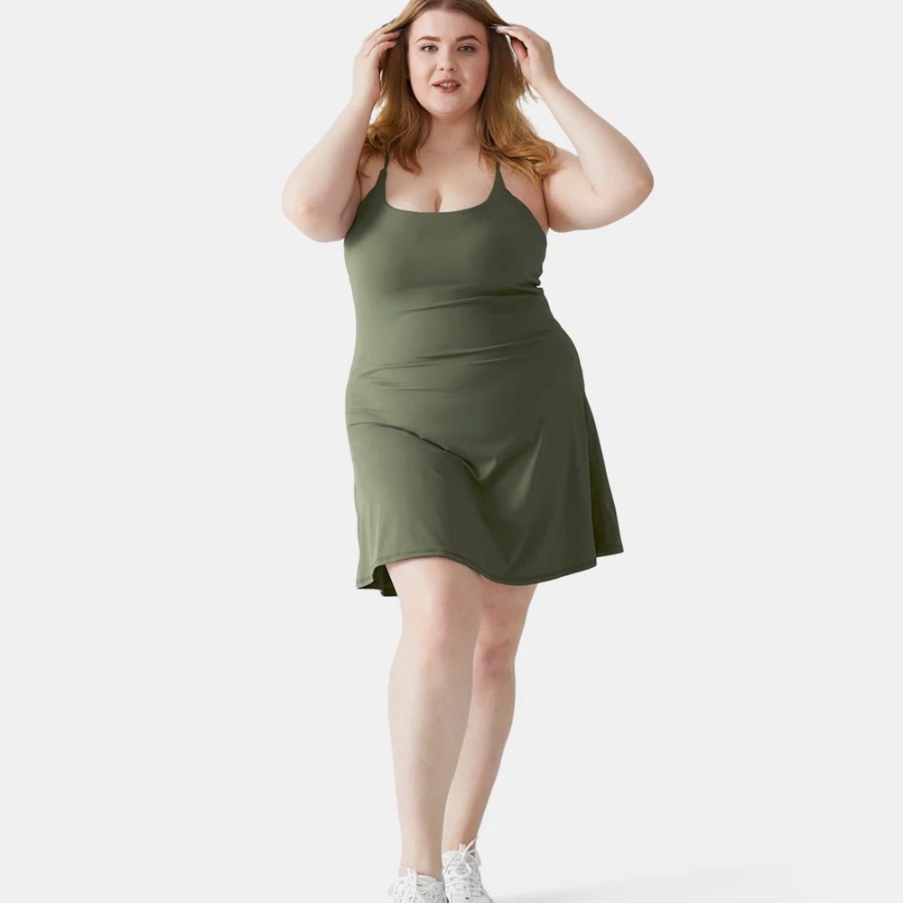 Halara In My Feels Everyday Dress Wannabe 2X in Playground-Moss Green